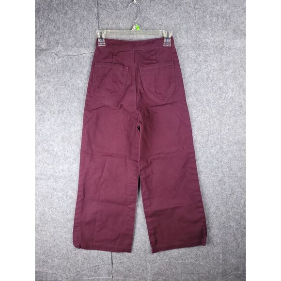 Lykke Wullf Muir Workwear Jean Pants Size XS (24x24) Wide Leg Cotton Maroon - Picture 2 of 8